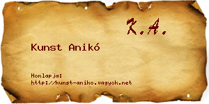 Kunst Anikó névjegykártya